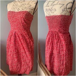 ❗️SALE❗️Anthropologie Pins and Needles Red Strapless Floral Dress with pockets